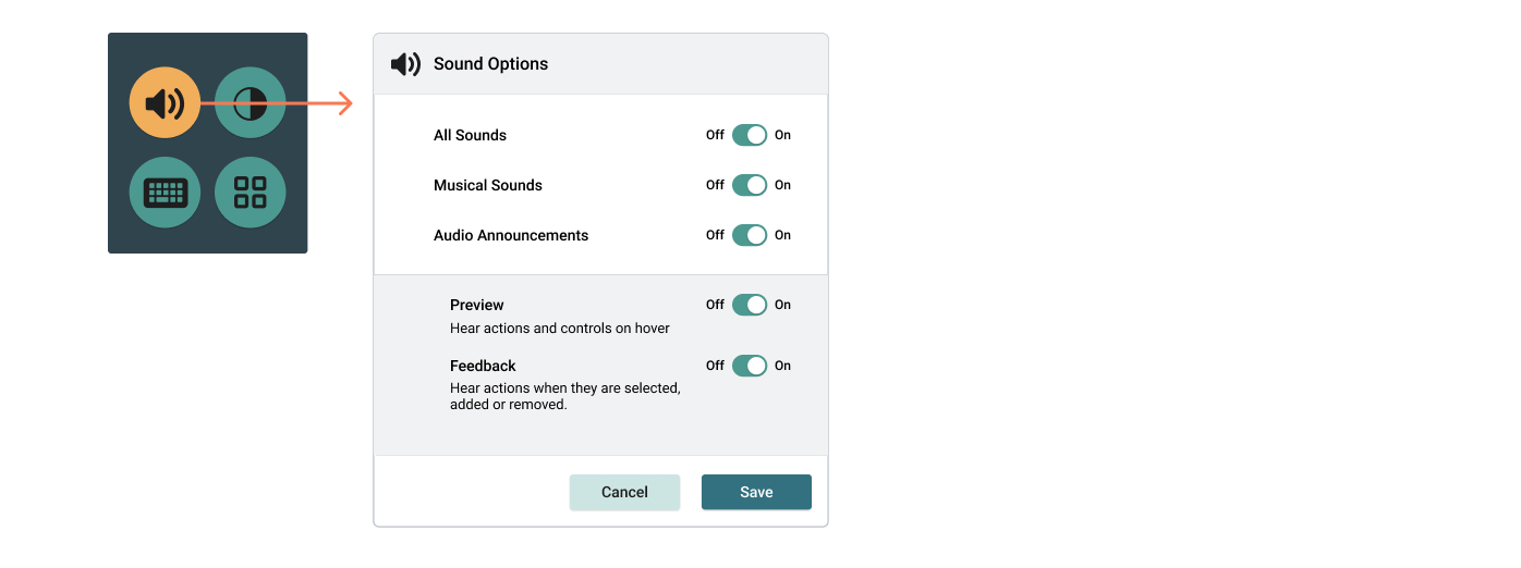 Weavly audio settings menu Weavly audio settings menu